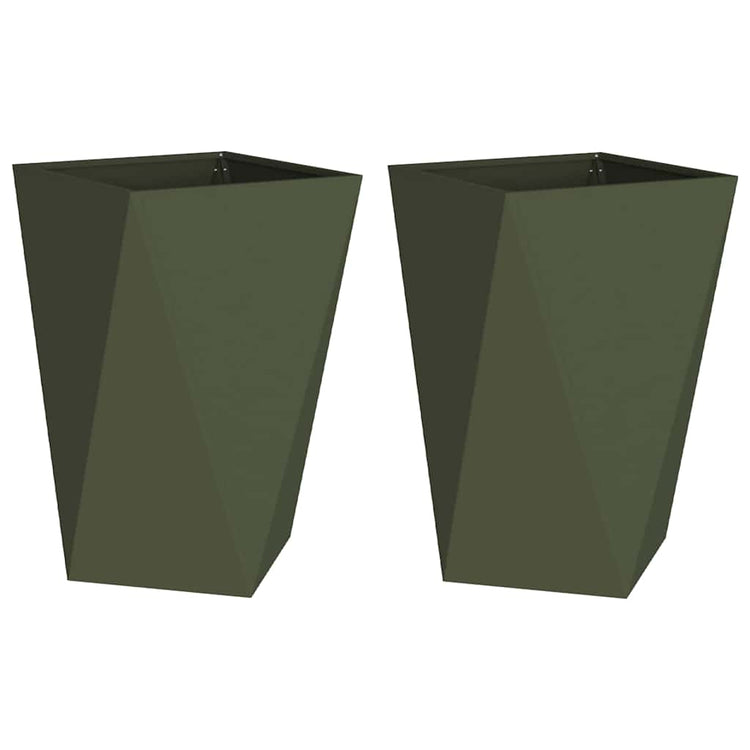 Vidaxx jardinière 2 pcs vert olive 50 x 50 x 75 cm acier
