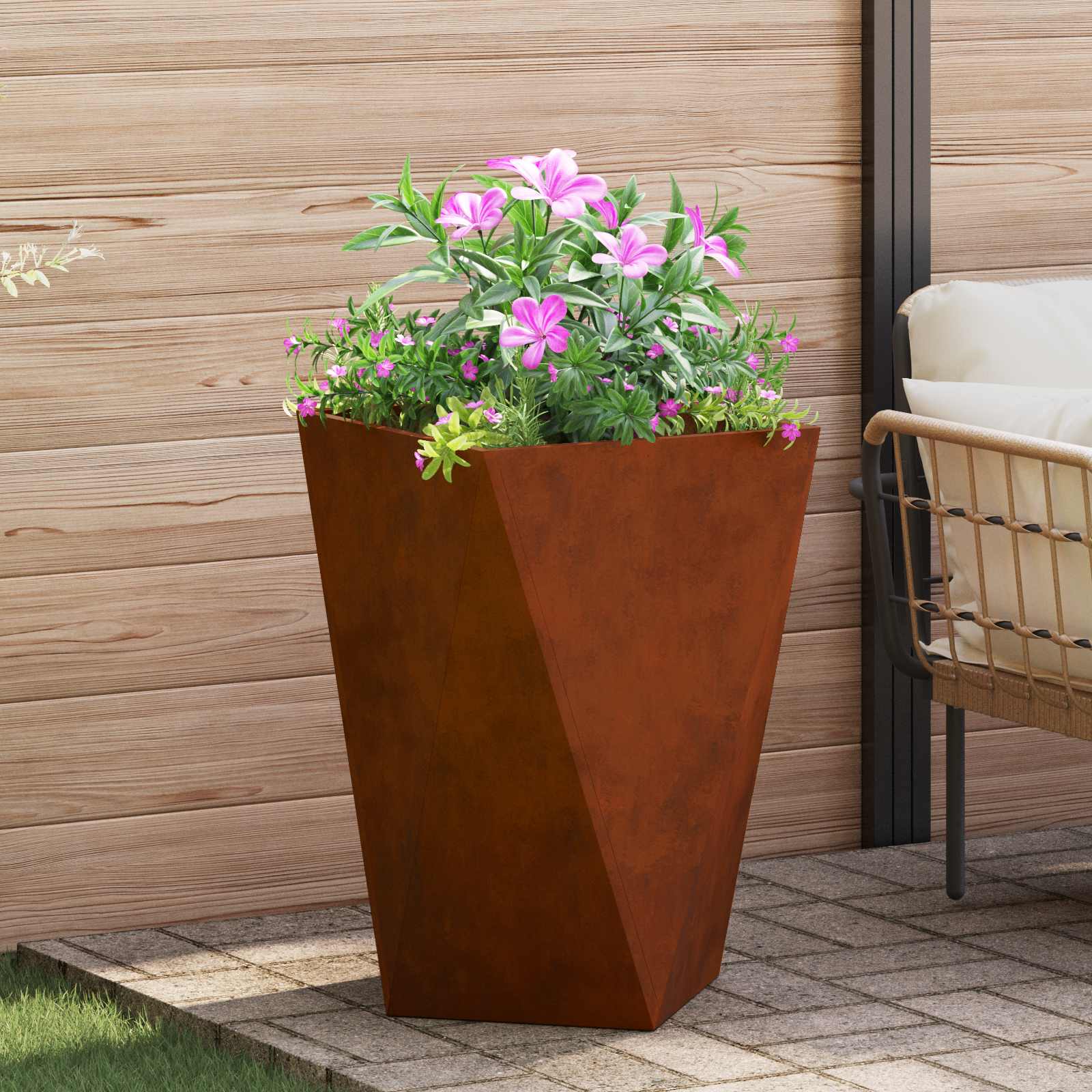 Vidaxl jardinière rouillé 50 x 50 x 75 cm acier corten
