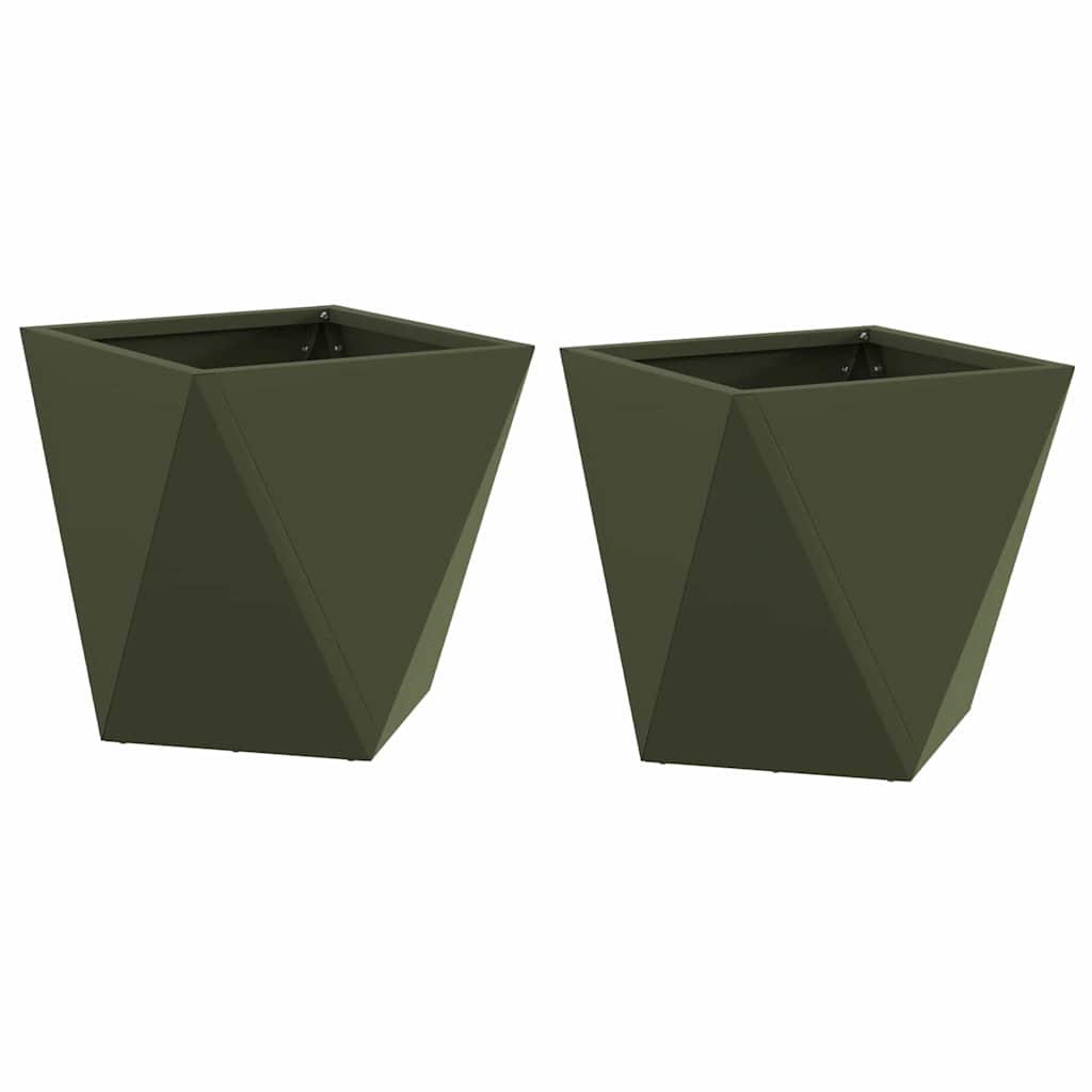 VidaXL jardinière 2 pcs vert olive 30 x 30 x 30 cm acier