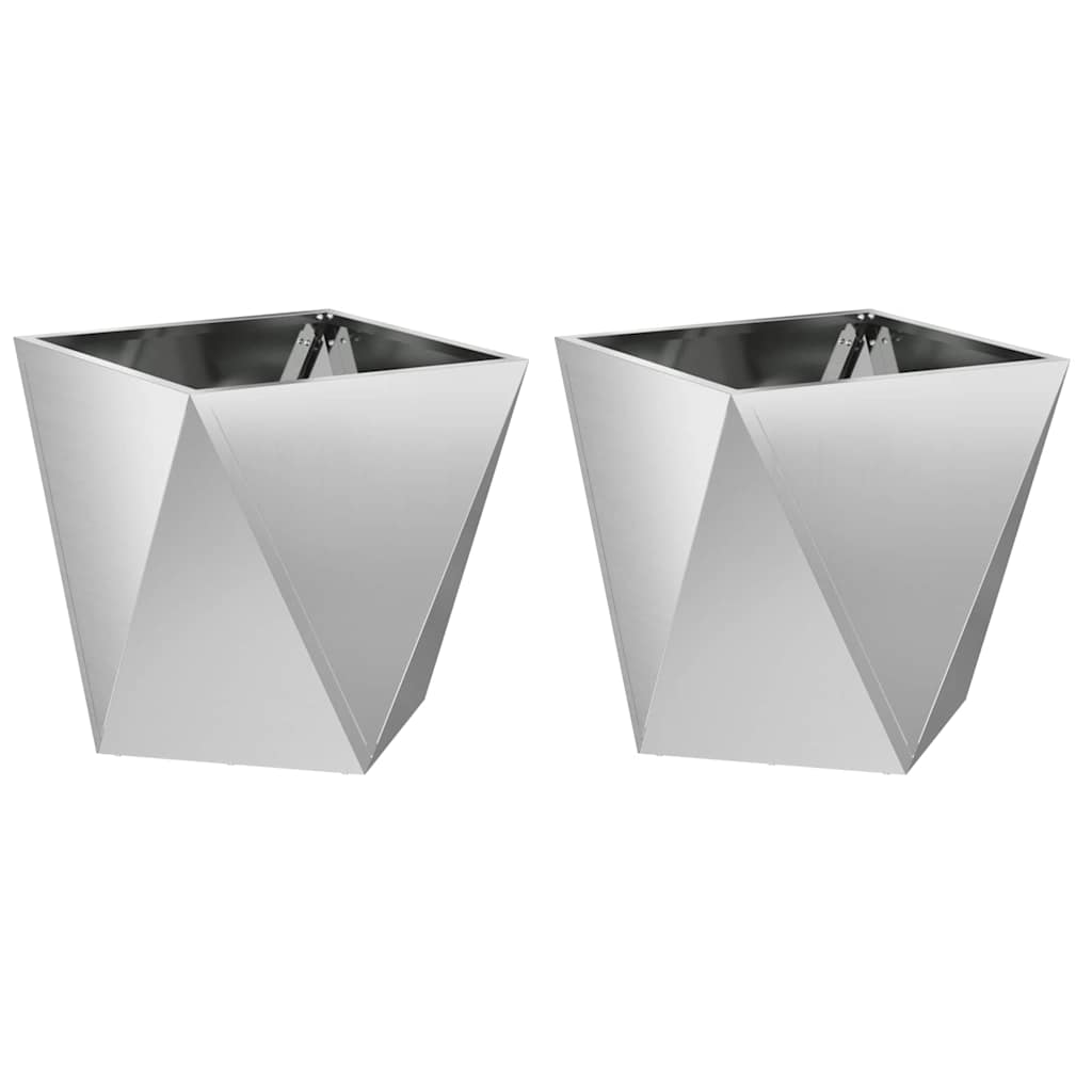 Vidaxx jardinière 2 pcs argent 40 x 40 x 40 cm acier galvanisé