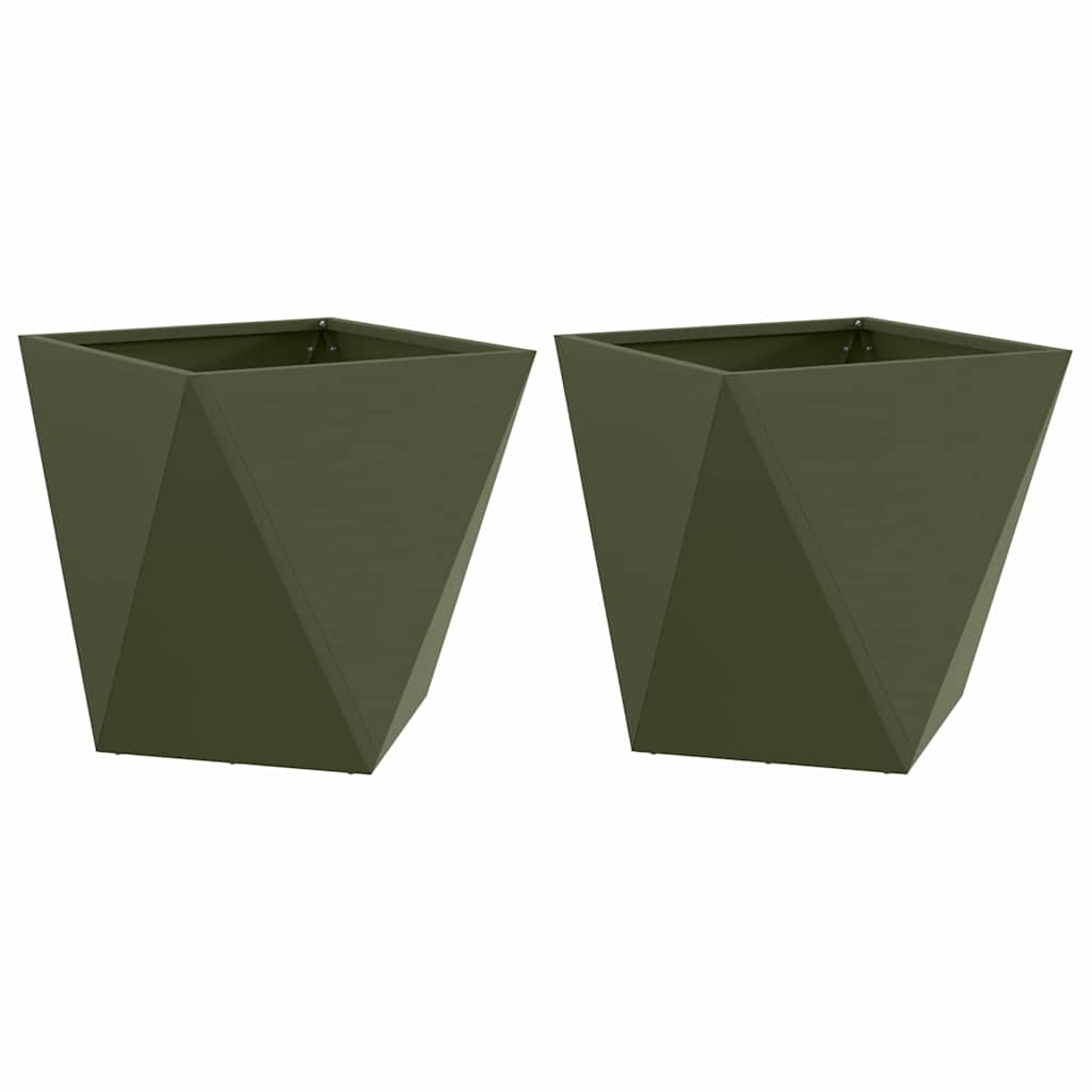 Vidaxx jardinière 2 pcs vert olive 50 x 50 x 50 cm acier