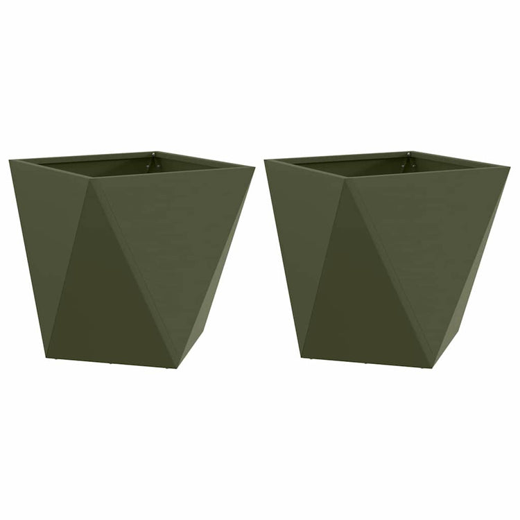 Vidaxx jardinière 2 pcs vert olive 50 x 50 x 50 cm acier