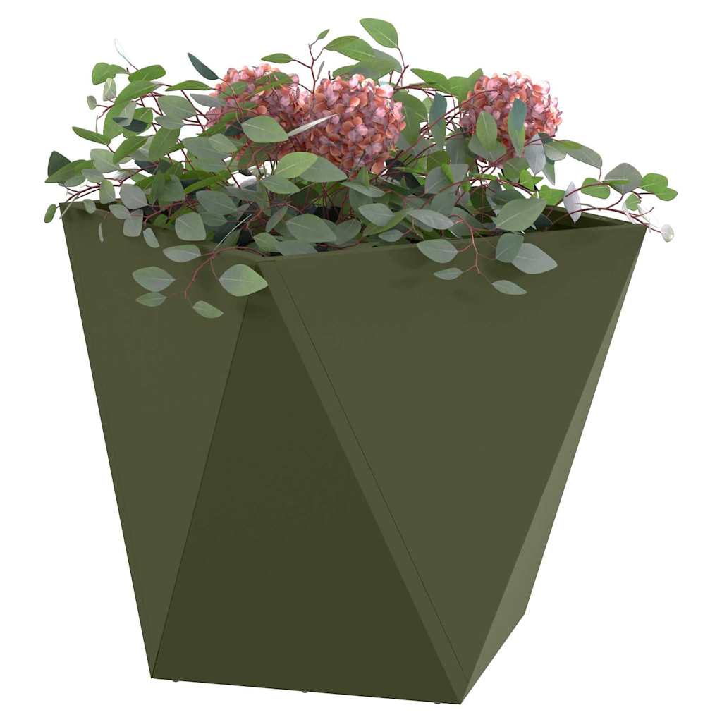 Vidaxx jardinière 2 pcs vert olive 50 x 50 x 50 cm acier