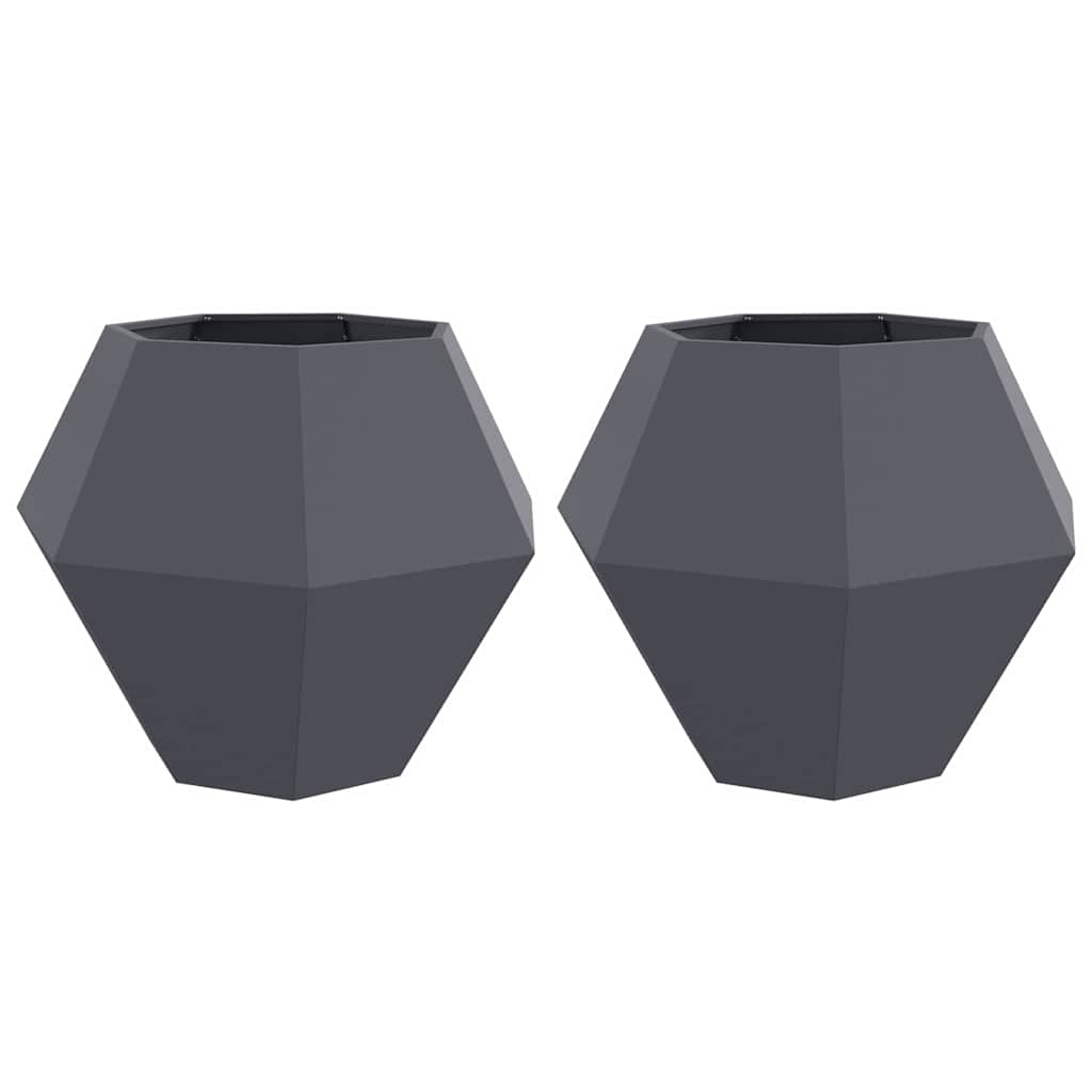 VidaXL jardinière 2 pcs anthracite 100 x 100 x 80 cm acier
