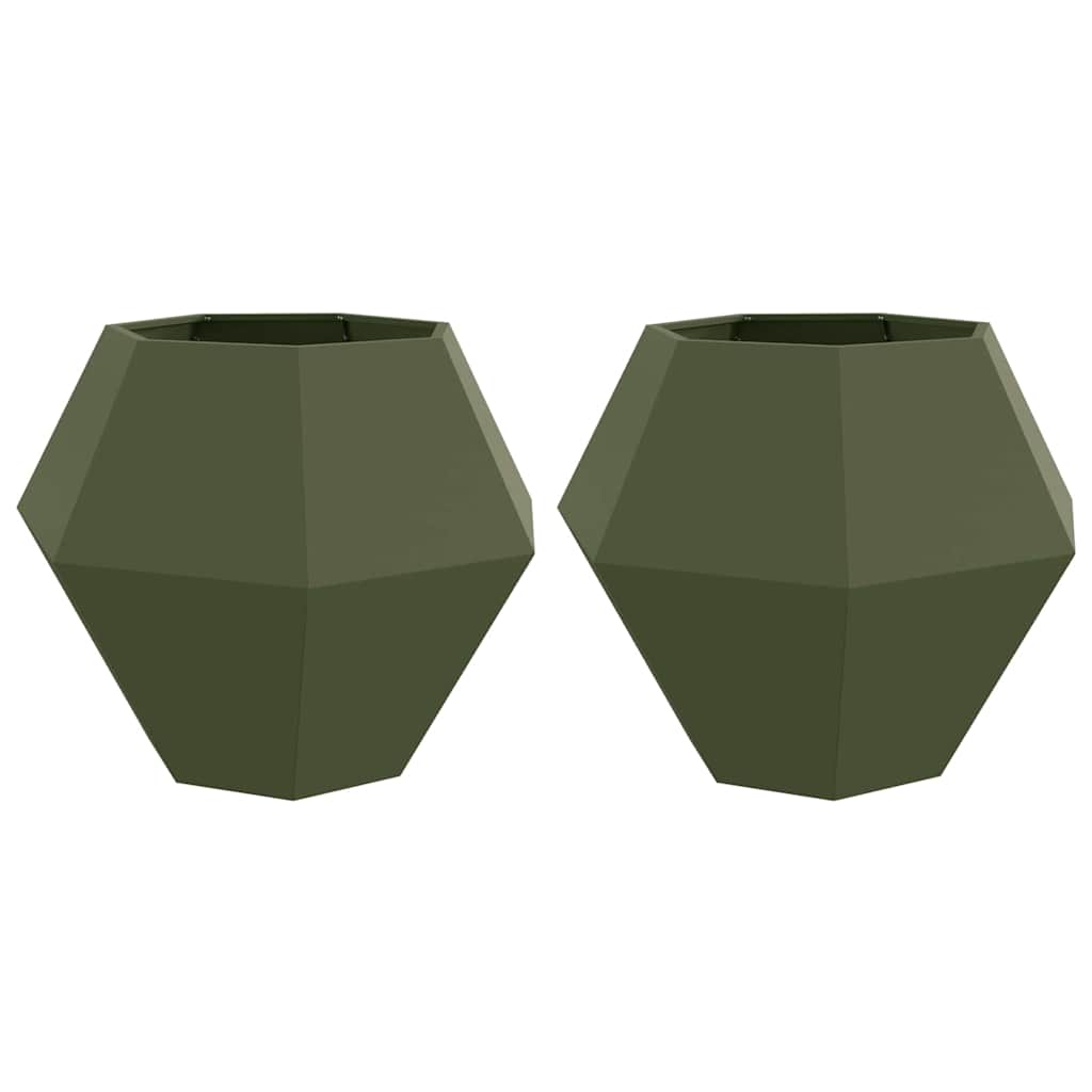 VidaXL jardinière 2 pcs vert olive 100 x 100 x 80 cm acier