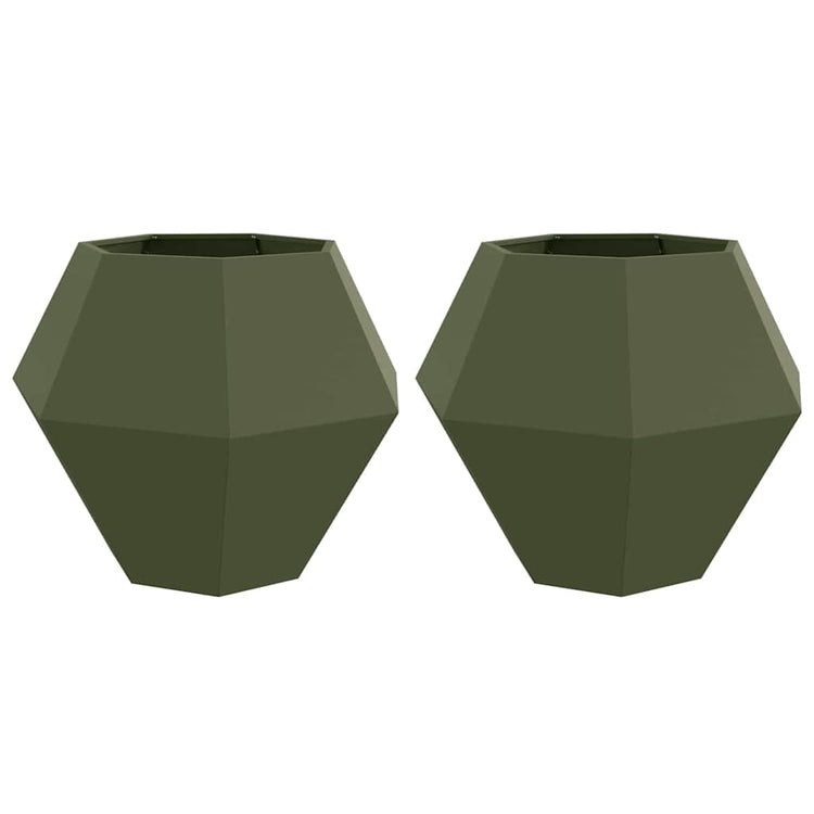 VidaXL jardinière 2 pcs vert olive 100 x 100 x 80 cm acier