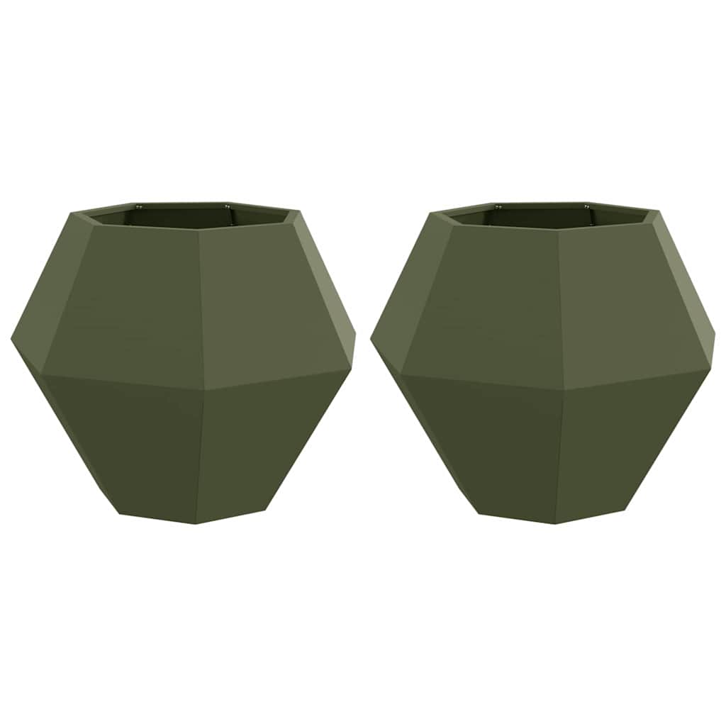 Vidaxx jardinière 2 pcs vert olive 75 x 75 x 60 cm acier