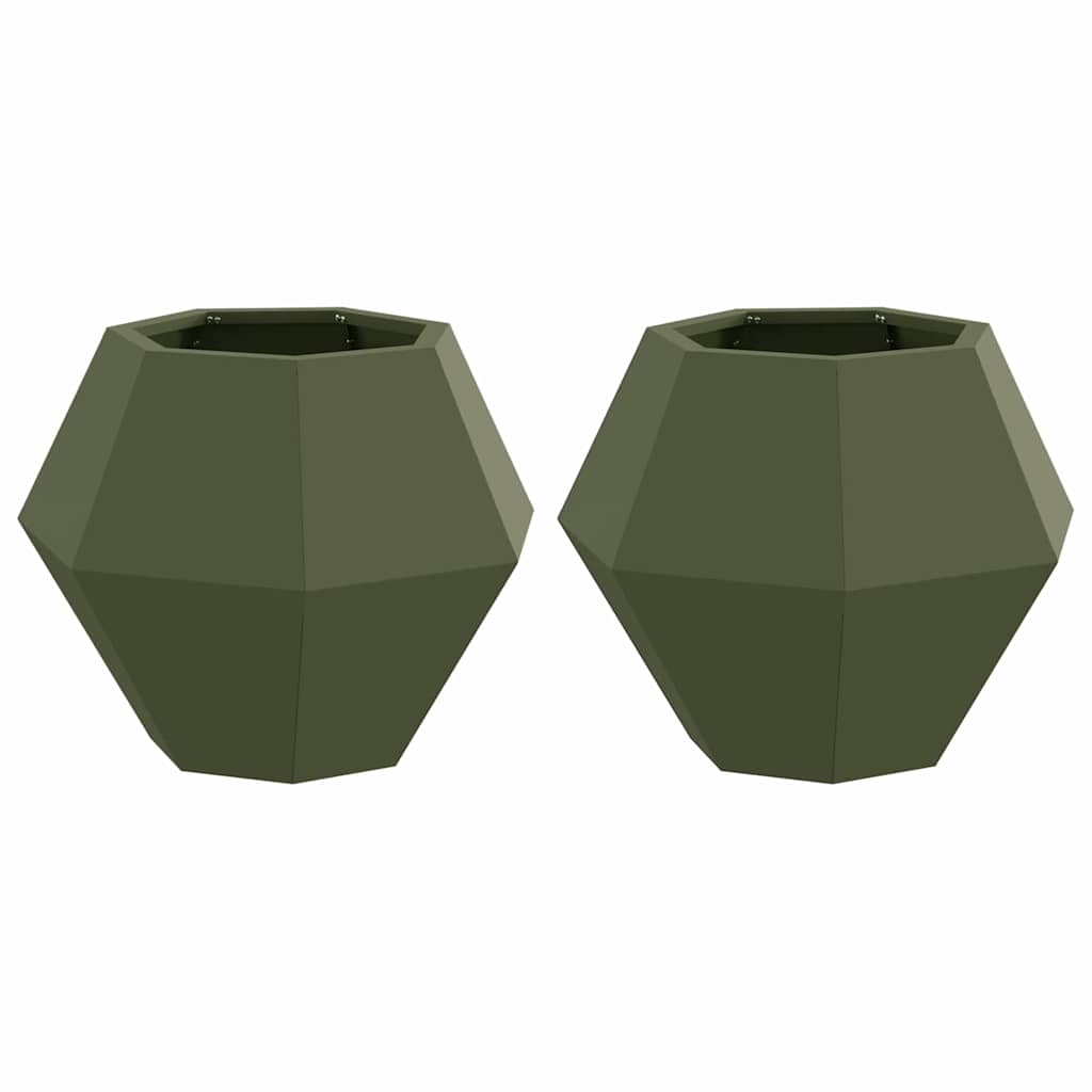 Vidaxx jardinière 2 pcs vert olive 50 x 50 x 40 cm acier