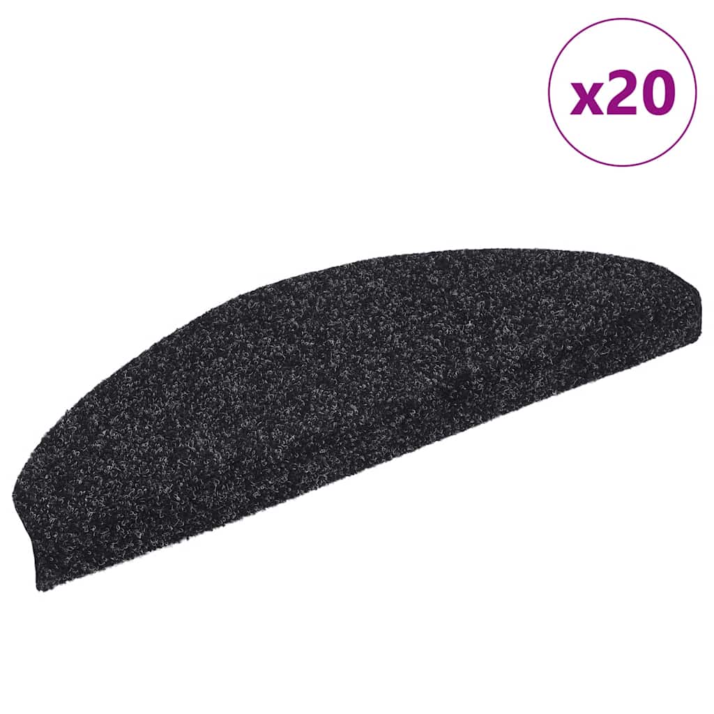 Vidaxx tapis d'escalier auto-adhésifs 20 pièces 65x21x4 cm noir semi-circulaire grand