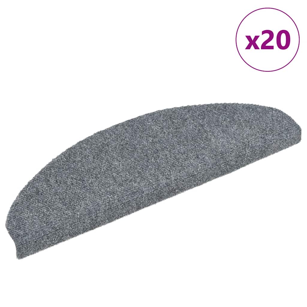 Vidaxx tapis d'escalier autocollants 20 pièces 65x21x4 cm gris clair semi-circulaire grand