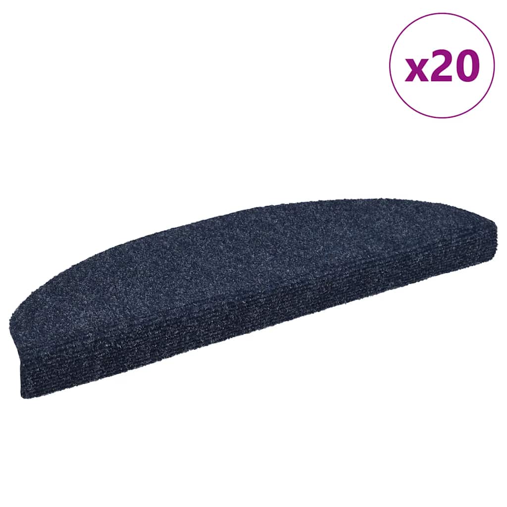 VidaXL tapis d'escalier auto-adhésifs 20 pièces 65x21x4 cm bleu semi-circulaire grand