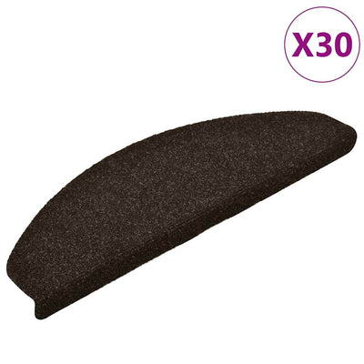 VidaXL tapis d'escalier auto-adhésifs 30 pièces 65x21x4 cm marron foncé semi-circulaire grand
