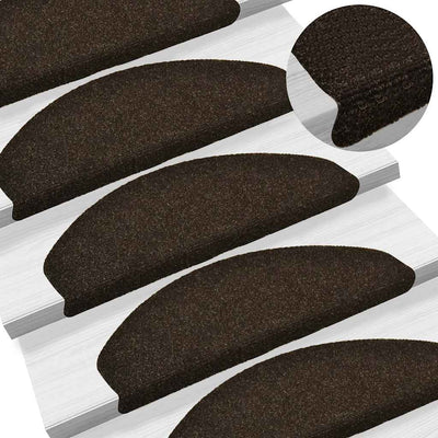 VidaXL tapis d'escalier auto-adhésifs 30 pièces 65x21x4 cm marron foncé semi-circulaire grand