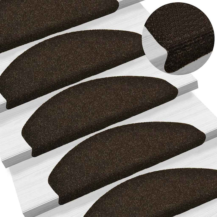VidaXL tapis d'escalier auto-adhésifs 30 pièces 65x21x4 cm marron foncé semi-circulaire grand