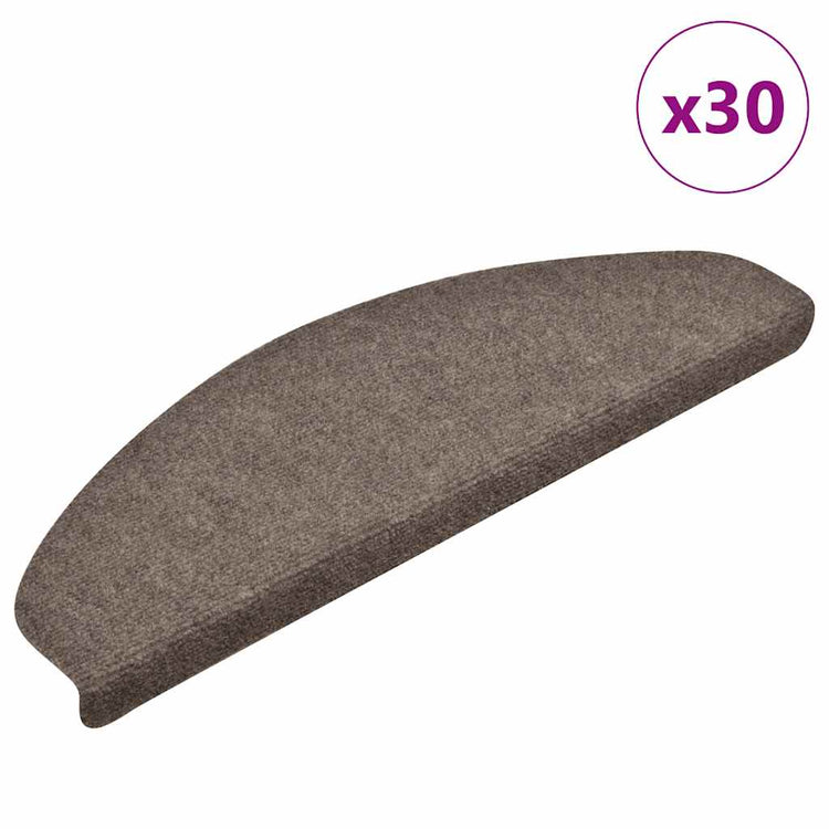 VidaXL tapis d'escalier auto-adhésifs 30 pièces 65x21x4 cm beige semi-circulaire grand