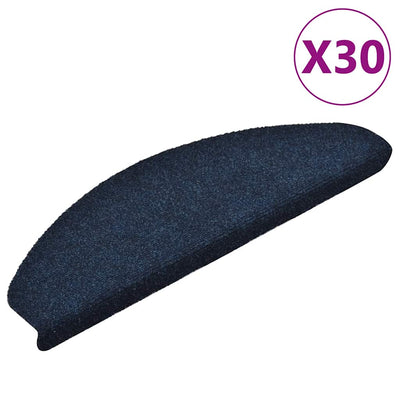 VidaXL tapis d'escalier auto-adhésifs 30 pièces 65x21x4 cm bleu marine semi-circulaire grand