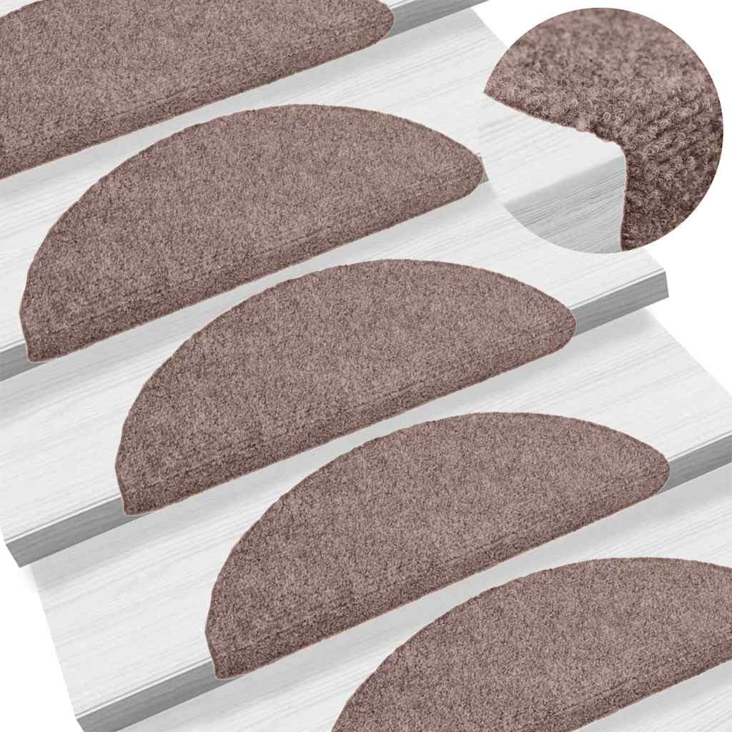 VidaXL tapis d'escalier auto-adhésifs 20 pièces 56x17x3 cm marron clair semi-circulaire