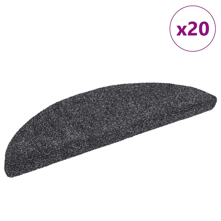 Vidaxx tapis d'escalier autocollants 20 pièces 56x17x3 cm gris foncé semi-circulaire