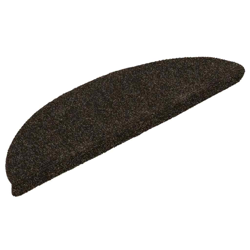 VidaXL tapis d'escalier auto-adhésifs 20 pièces 56x17x3 cm marron foncé semi-circulaire