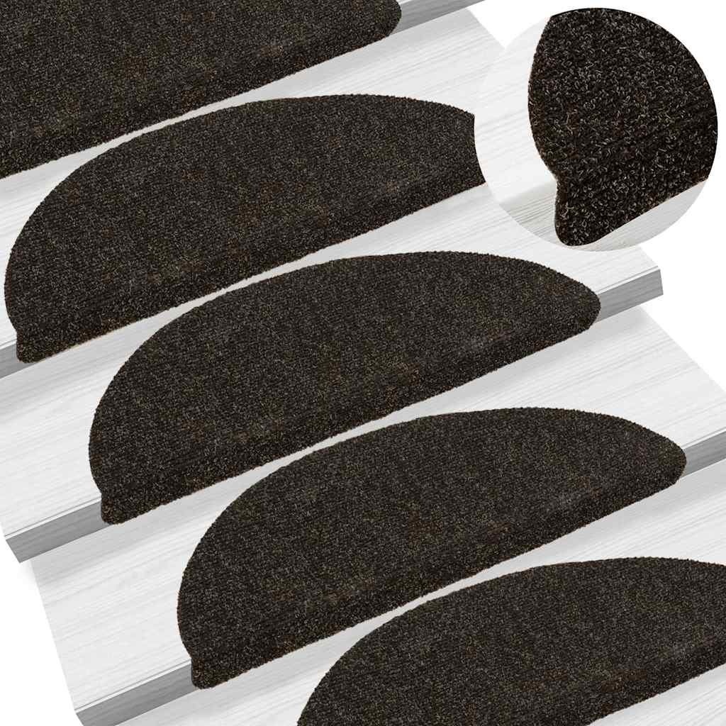 VidaXL tapis d'escalier auto-adhésifs 20 pièces 56x17x3 cm marron foncé semi-circulaire