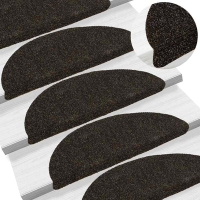 VidaXL tapis d'escalier auto-adhésifs 20 pièces 56x17x3 cm marron foncé semi-circulaire