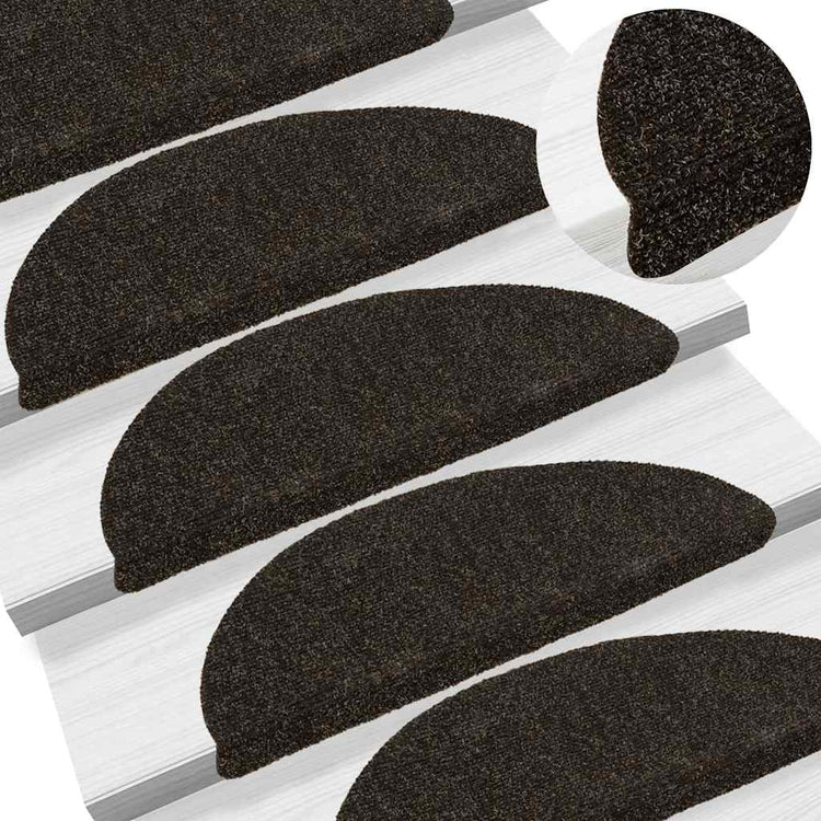 VidaXL tapis d'escalier auto-adhésifs 20 pièces 56x17x3 cm marron foncé semi-circulaire