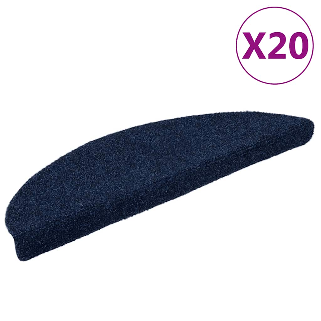 VidaXL tapis d'escalier auto-adhésifs 20 pièces 56x17x3 cm bleu marine semi-circulaire