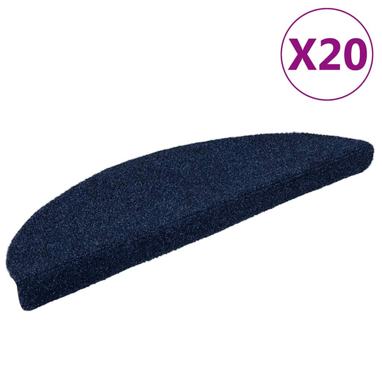 VidaXL tapis d'escalier auto-adhésifs 20 pièces 56x17x3 cm bleu marine semi-circulaire