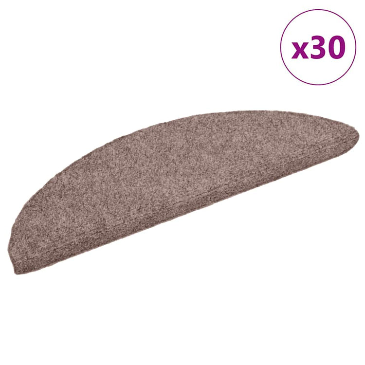 VidaXL tapis d'escalier auto-adhésifs 30 pièces 56x17x3 cm marron clair semi-circulaire