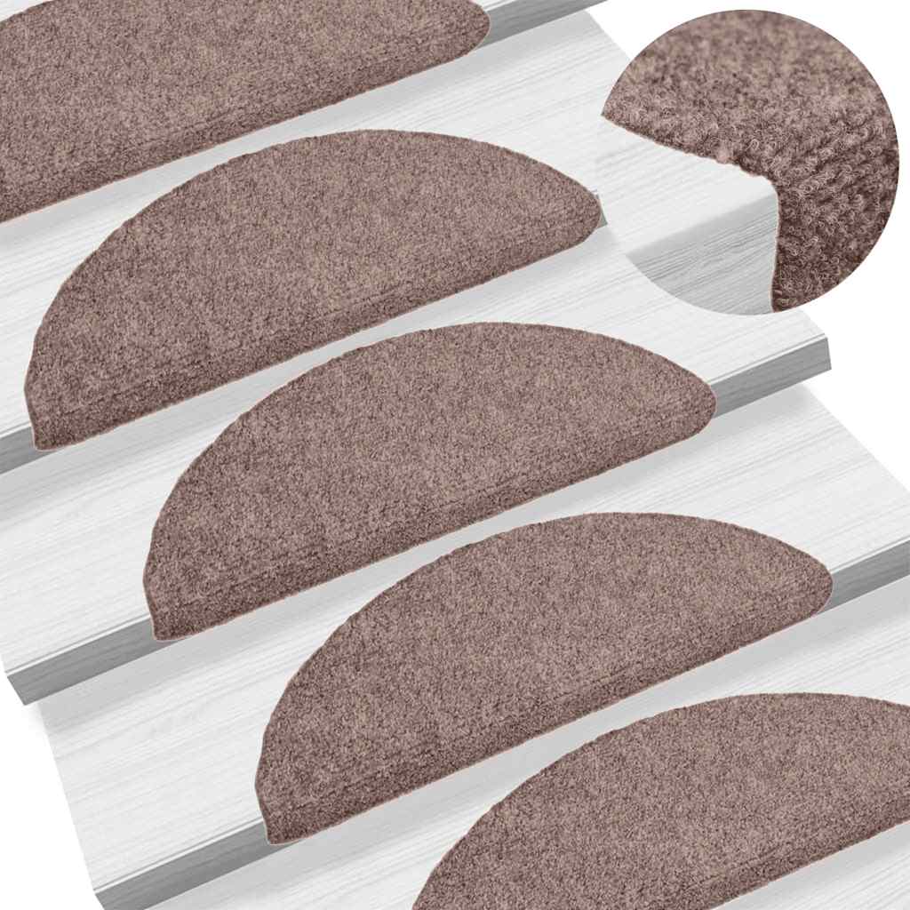 VidaXL tapis d'escalier auto-adhésifs 30 pièces 56x17x3 cm marron clair semi-circulaire