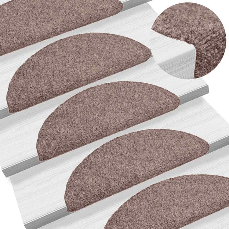 VidaXL tapis d'escalier auto-adhésifs 30 pièces 56x17x3 cm marron clair semi-circulaire