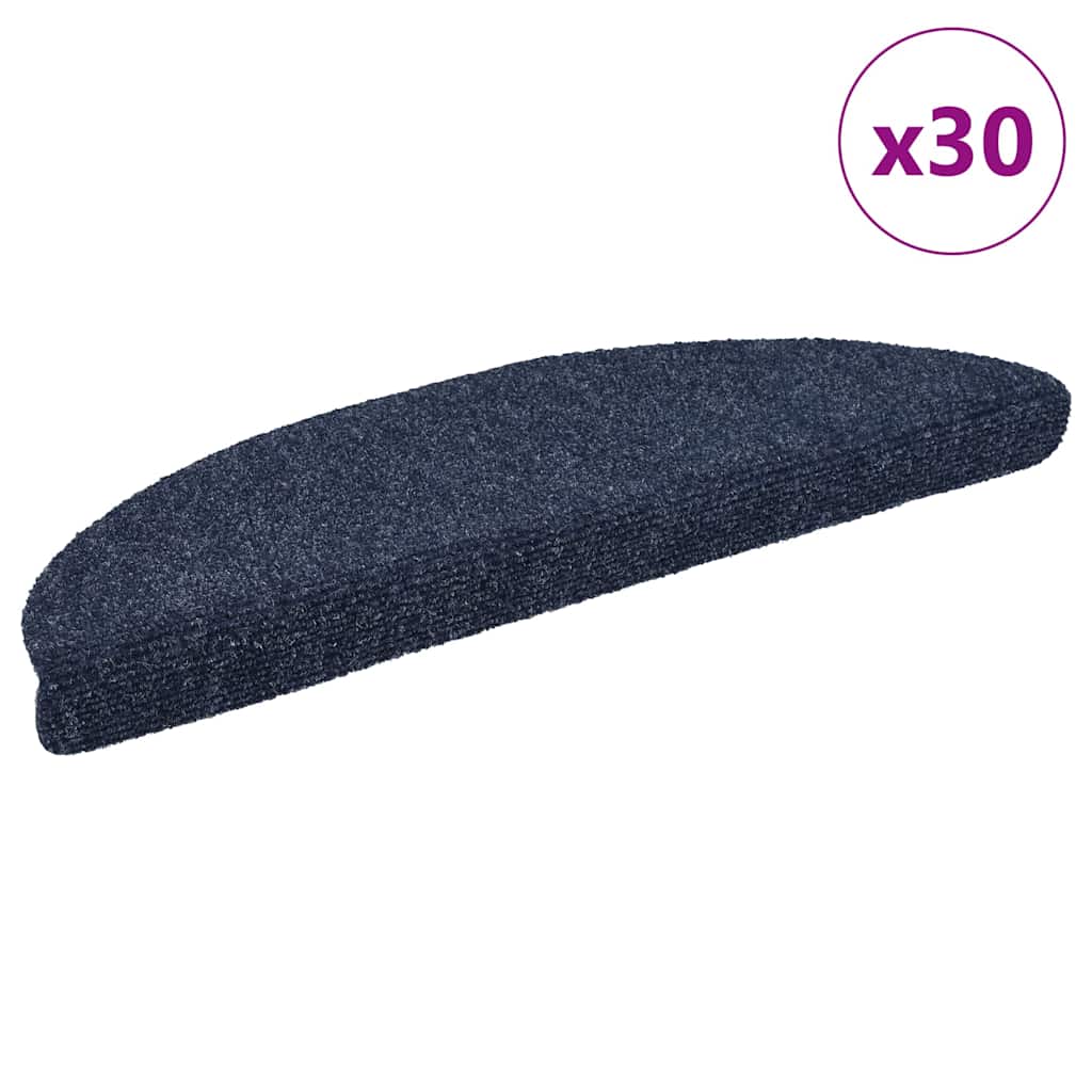 VidaXL tapis d'escalier auto-adhésifs 30 pièces 56x17x3 cm bleu semi-circulaire