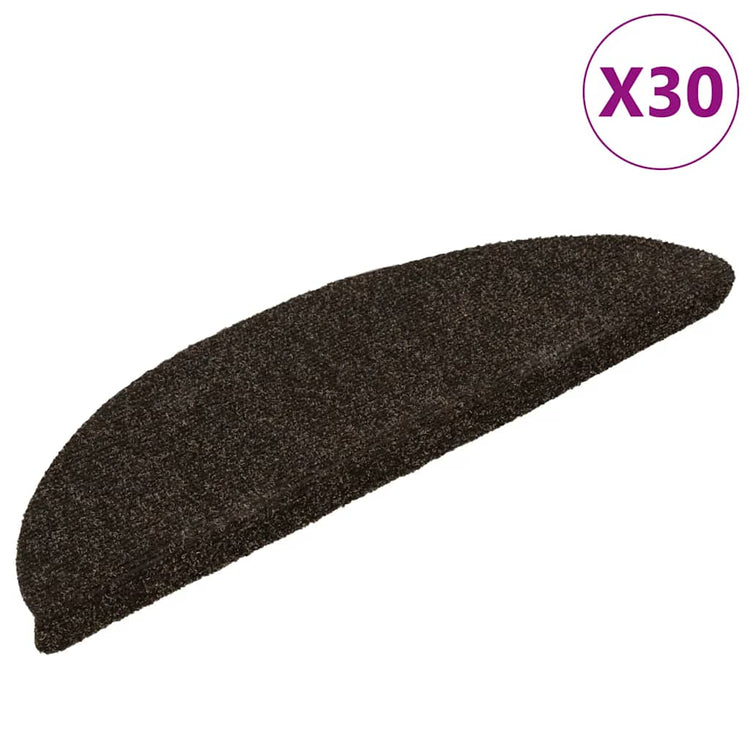 VidaXL tapis d'escalier auto-adhésifs 30 pièces 56x17x3 cm marron foncé semi-circulaire