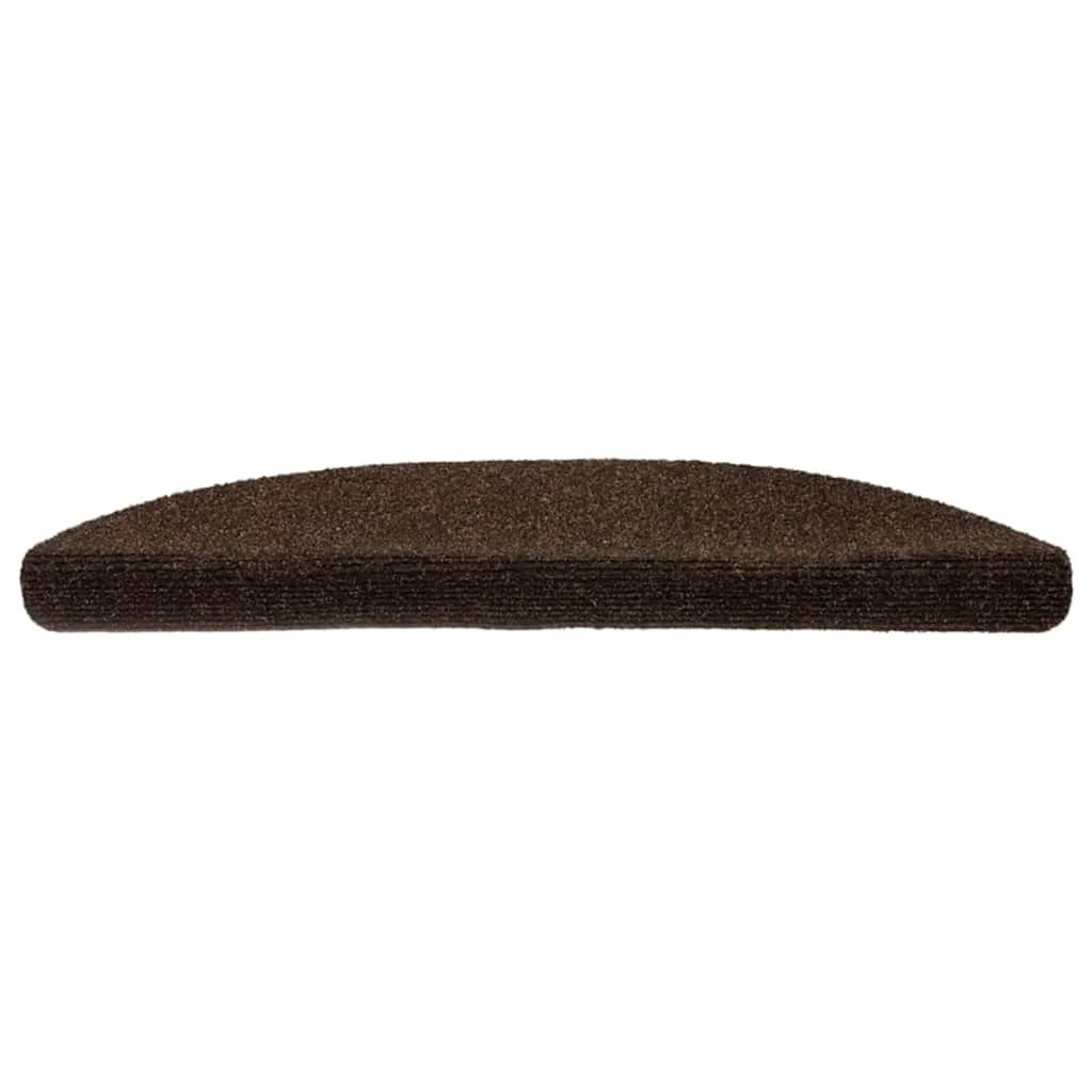 VidaXL tapis d'escalier auto-adhésifs 30 pièces 56x17x3 cm marron semi-circulaire