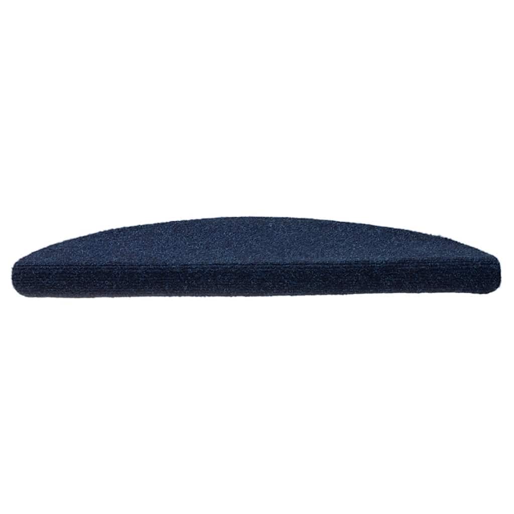 VidaXL tapis d'escalier auto-adhésifs 30 pièces 56x17x3 cm bleu marine semi-circulaire