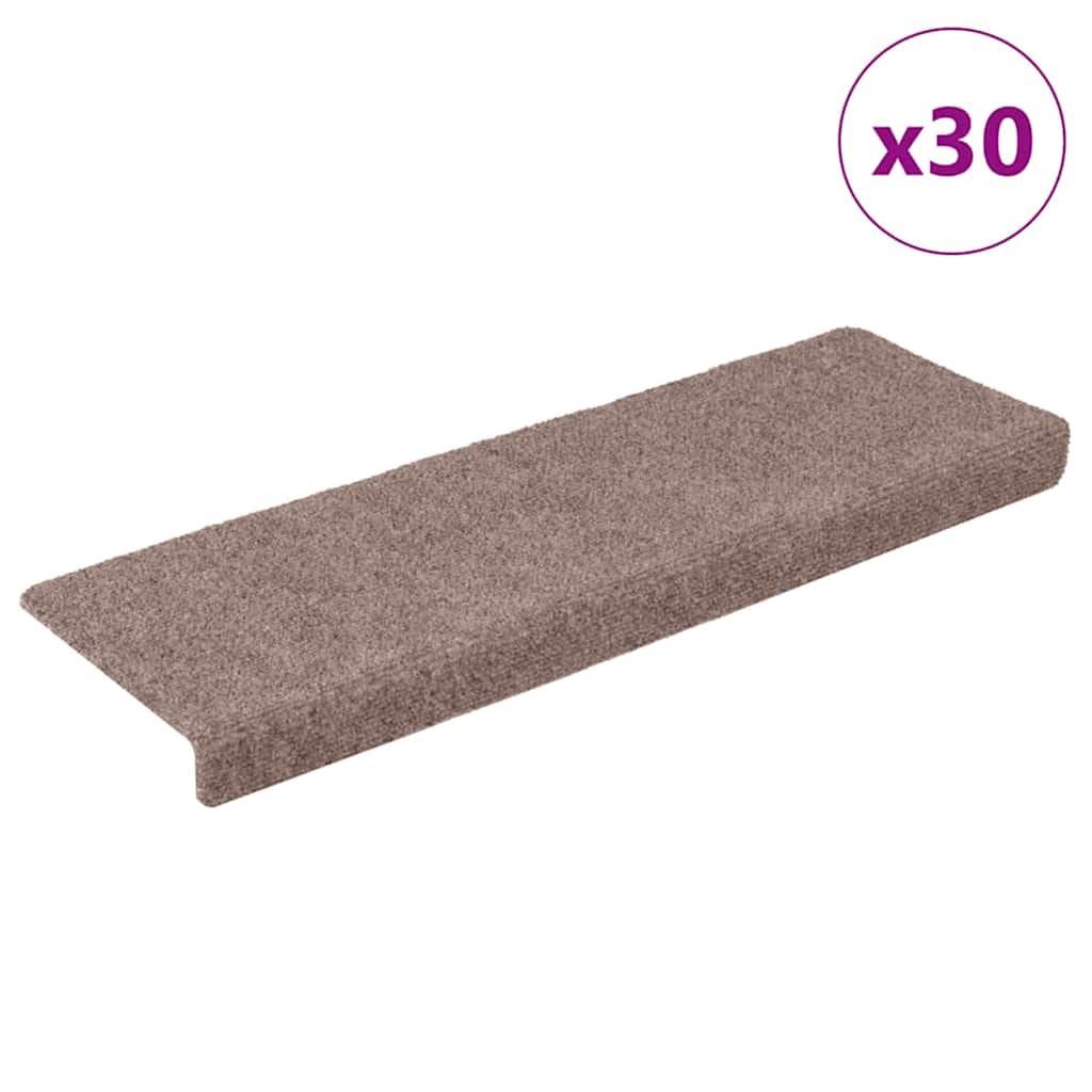 Vidaxx tapis d'escalier autocollants 30 pièces 65x21x4 cm crème avec bord rectangulaire