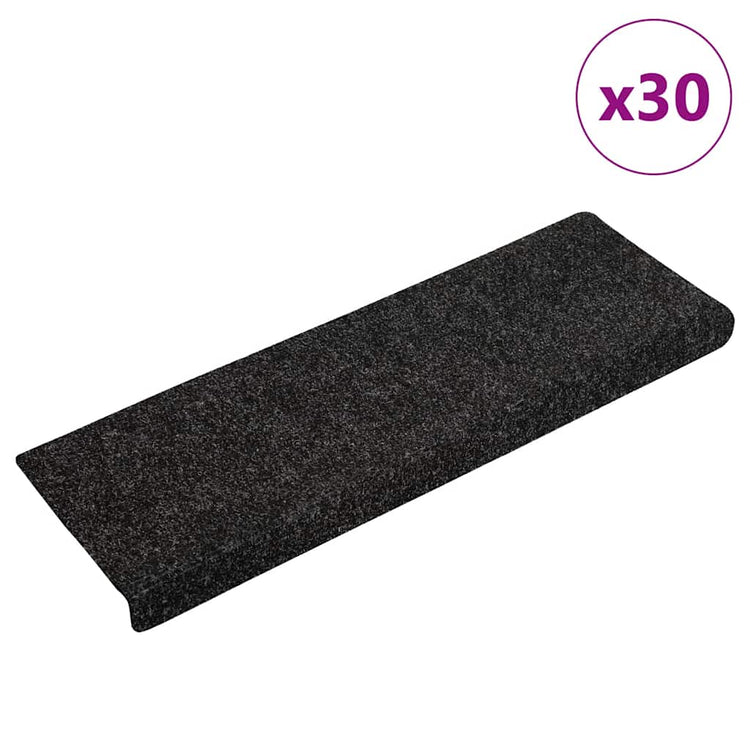 VidaXL tapis d'escalier auto-adhésifs 30 pièces 65x21x4 cm bord rectangulaire noir