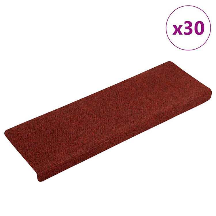 VidaXL tapis d'escalier auto-adhésifs 30 pièces 65x21x4 cm bord rectangulaire rouge bordeaux