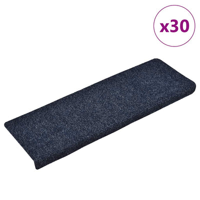 VidaXL tapis d'escalier auto-adhésifs 30 pièces 65x21x4 cm bord rectangulaire bleu