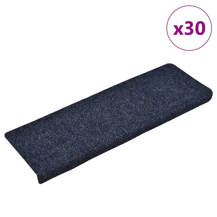VidaXL tapis d'escalier auto-adhésifs 30 pièces 65x21x4 cm bord rectangulaire bleu