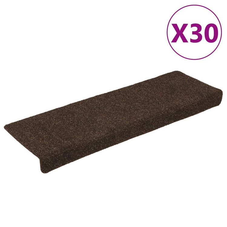 VidaXL tapis d'escalier auto-adhésifs 30 pièces 65x21x4 cm bord rectangulaire marron