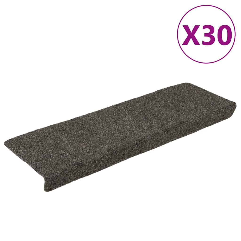 VidaXL tapis d'escalier auto-adhésifs 30 pièces 65x21x4 cm bord rectangulaire anthracite