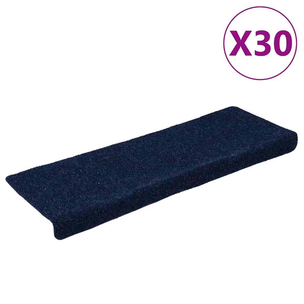 Vidaxx tapis d'escalier autocollants 30 pièces 65x21x4 cm bleu marine avec bord rectangulaire