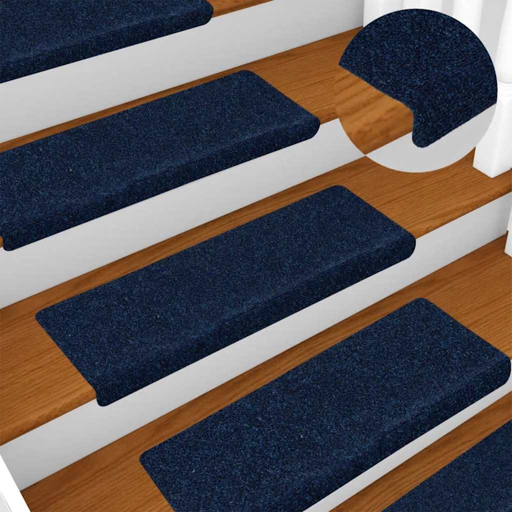 Vidaxx tapis d'escalier autocollants 30 pièces 65x21x4 cm bleu marine avec bord rectangulaire