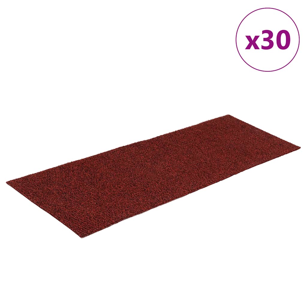 VidaXL tapis d'escalier auto-adhésifs 30 pièces 60x25 cm rouge bordeaux rectangulaire