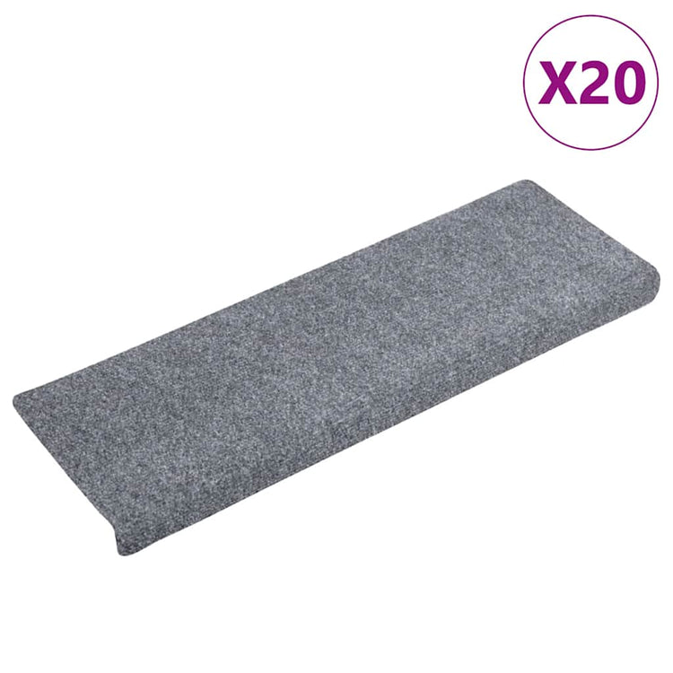 VidaXL tapis d'escalier auto-adhésifs 20 pièces 65x21x4 cm bord rectangulaire gris clair