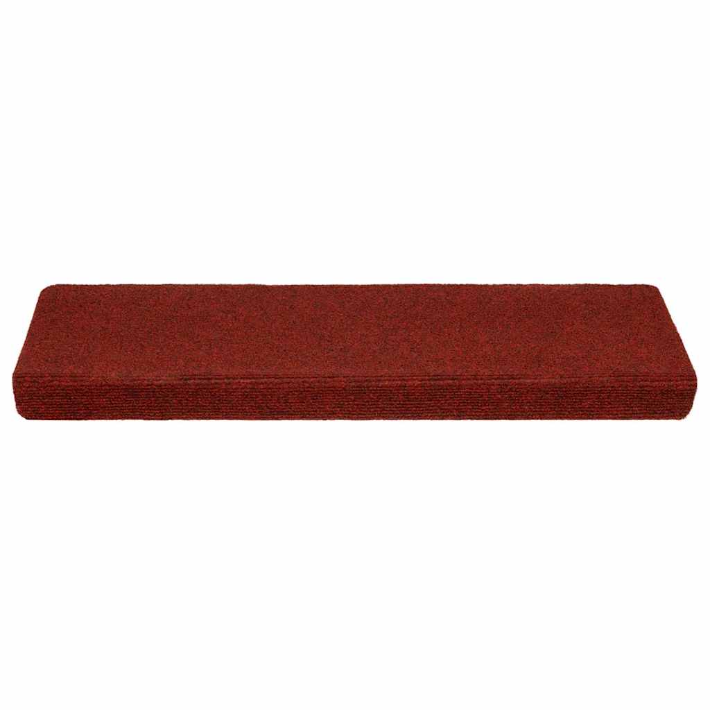 VidaXL tapis d'escalier auto-adhésifs 20 pièces 65x21x4 cm bord rectangulaire rouge bordeaux