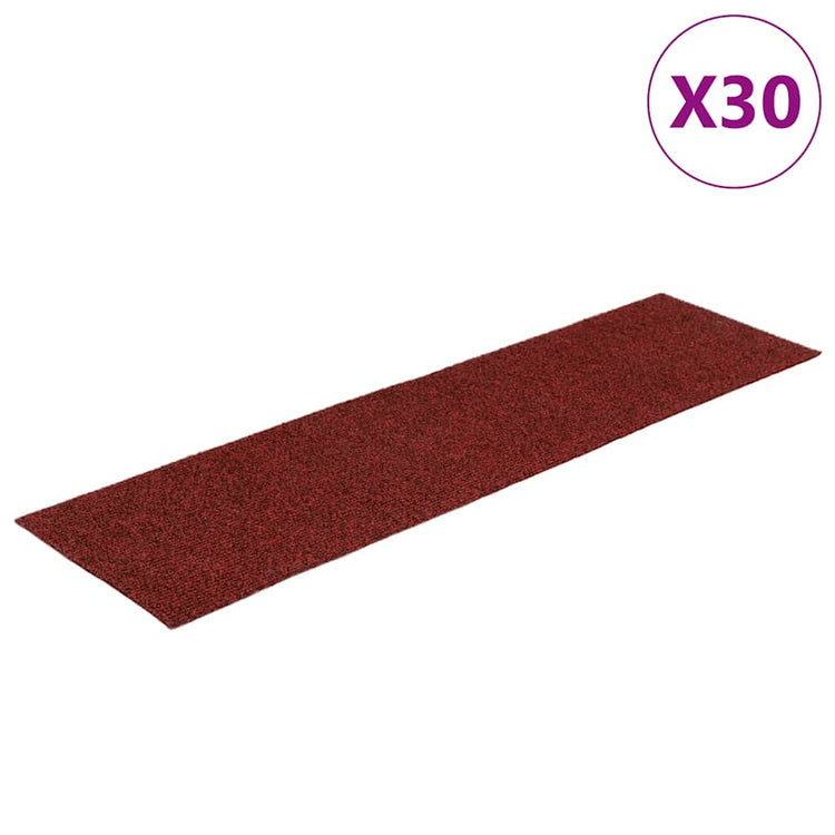 VidaXL tapis d'escalier auto-adhésifs 30 pièces 76x20 cm rouge bordeaux rectangulaire