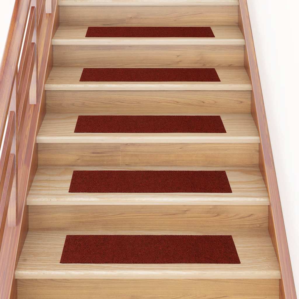 VidaXL tapis d'escalier auto-adhésifs 30 pièces 76x20 cm rouge bordeaux rectangulaire