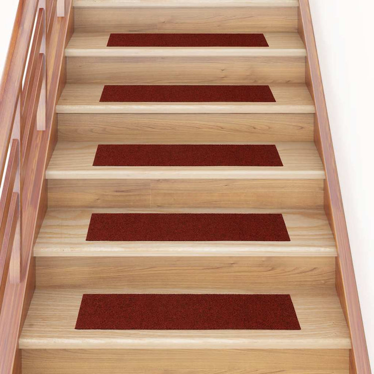 VidaXL tapis d'escalier auto-adhésifs 30 pièces 76x20 cm rouge bordeaux rectangulaire